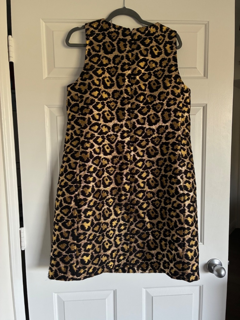 Boden Gold Metallic Leopard Jacquard Shift Dress L XL 14 - Picture 6 of 15